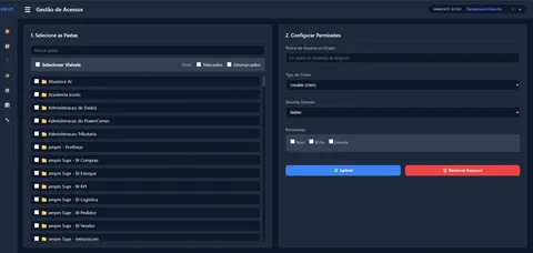 Painel de provisionamento de acessos do Orus